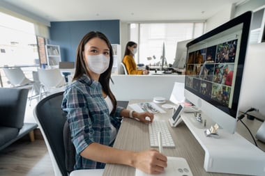 office worker with facemask