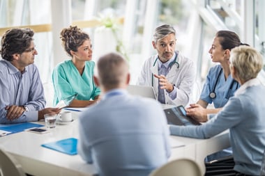 Healthcare workers in a meeting