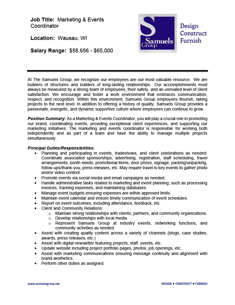 Marketing and Event Coordinator 1