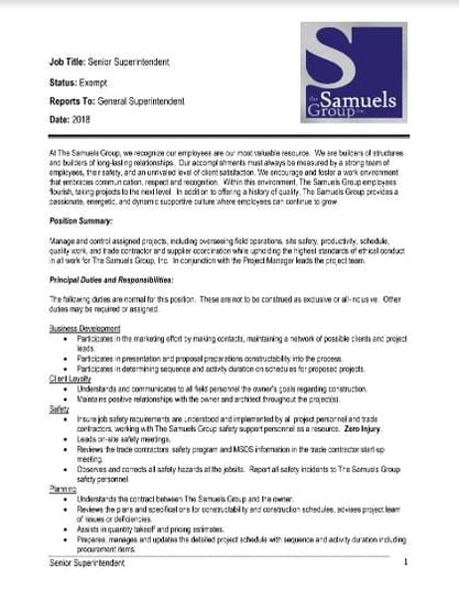 Senior Superintendent Job Description Image