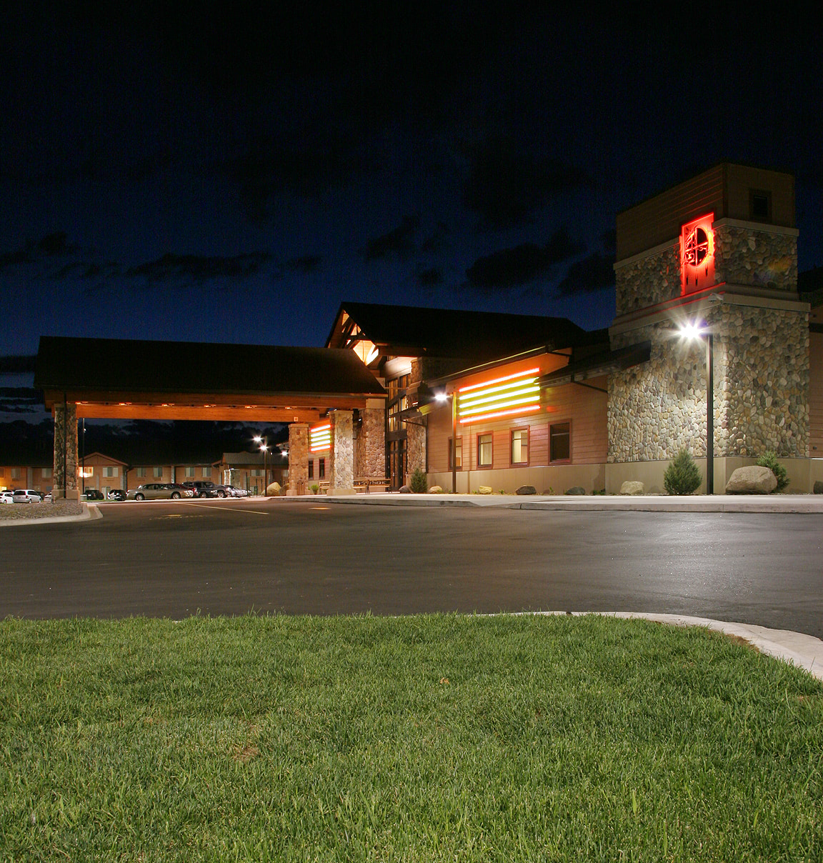 Potawatomi Carter Casino exterior at night