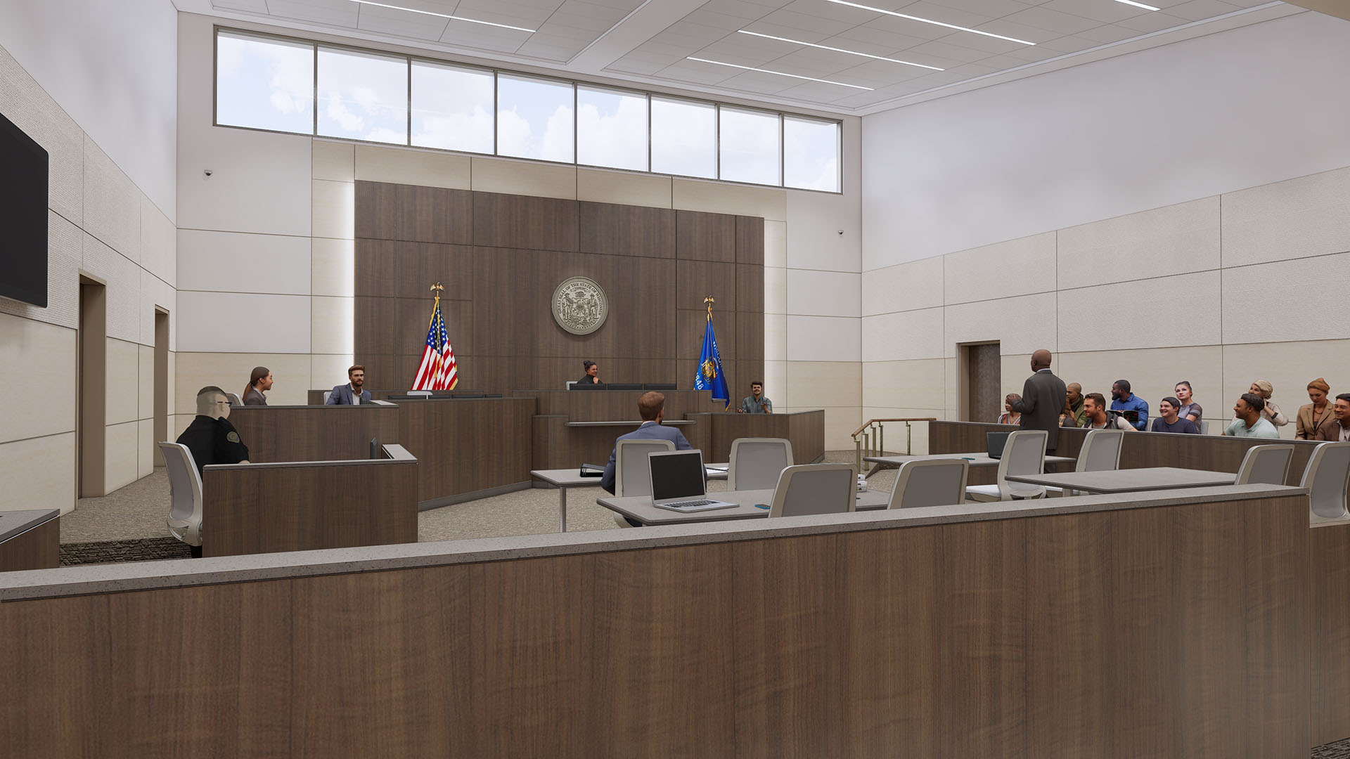 The Trempealeau County Justice Center courtroom.
